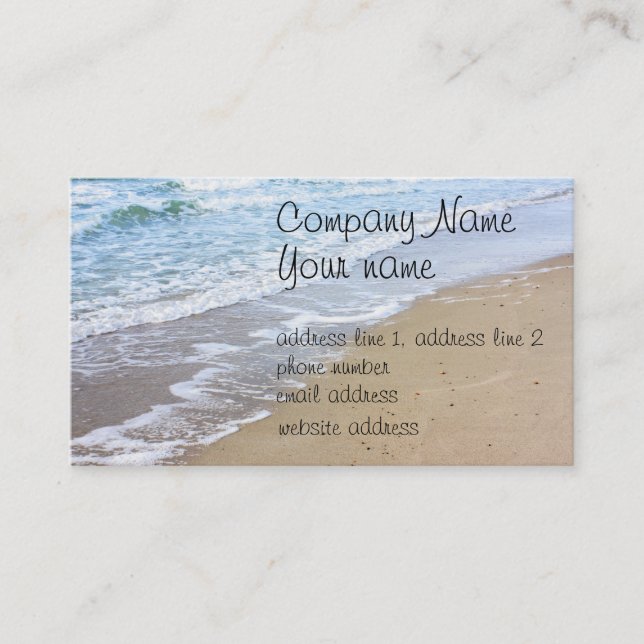 Tarjeta De Visita Foto de la playa del océano (Anverso)
