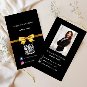 Tarjeta De Visita Foto de la proa dorada negra Código Qr prima en me