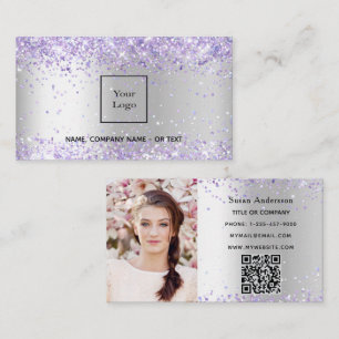 Tarjeta De Visita Foto de lavanda plateada Salón de belleza con códi