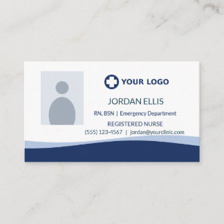Tarjeta De Visita Foto de Logo de Enfermera de Atención Médica Azul