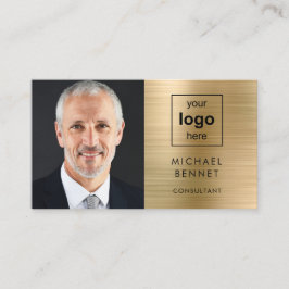 Tarjeta De Visita Foto de logo de negocio de oro moderno