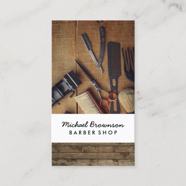 Tarjeta De Visita Foto de madera rústica (Anverso)