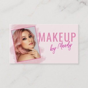 Tarjeta De Visita Foto de maquillaje con letra rosa