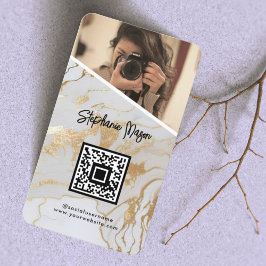 Tarjeta De Visita Foto de Marble de Oro Blanco Código QR Fotografía 
