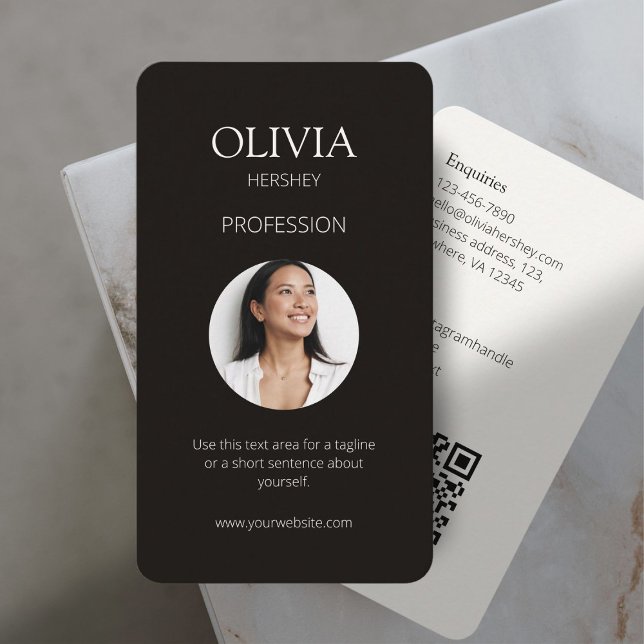 Tarjeta De Visita Foto de marfil negro y cremoso Código QR social (Subido por el creador)
