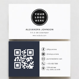 Tarjeta De Visita Foto de Marina Azul con código QR en medios social
