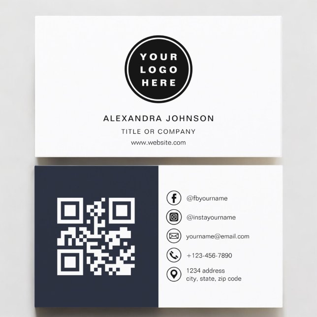 Tarjeta De Visita Foto de Marina Azul con código QR en medios social (Subido por el creador)