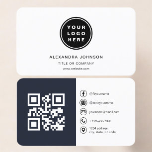 Tarjeta De Visita Foto de Marina Azul con código QR en medios social