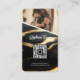 Tarjeta De Visita Foto de Mármol de oro negro Código QR Fotografía m