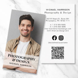 Tarjeta De Visita Foto de medios sociales con código QR profesional