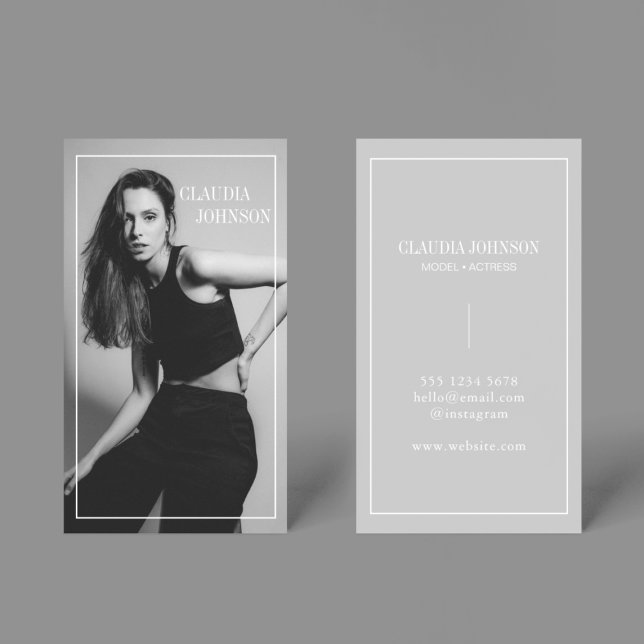Tarjeta De Visita Foto de moda en blanco y negro (Subido por el creador)