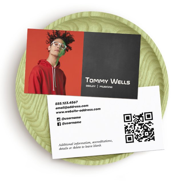 Tarjeta De Visita Foto de músico de compositor de música retro de Gu (Subido por el creador)