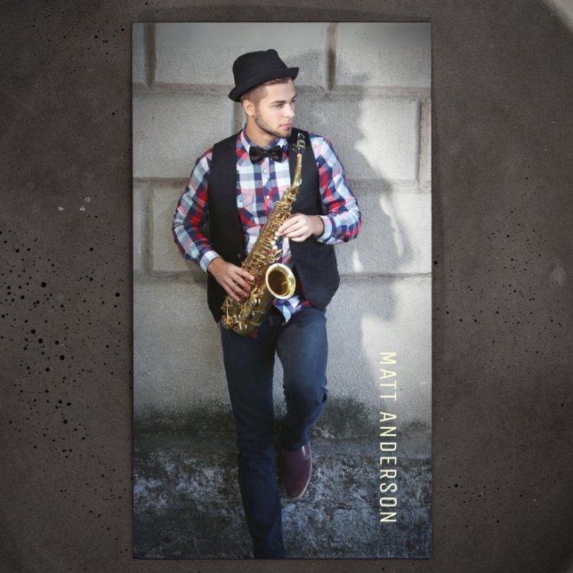 Tarjeta De Visita Foto de músico profesional Código QR Marina Azul (Subido por el creador)