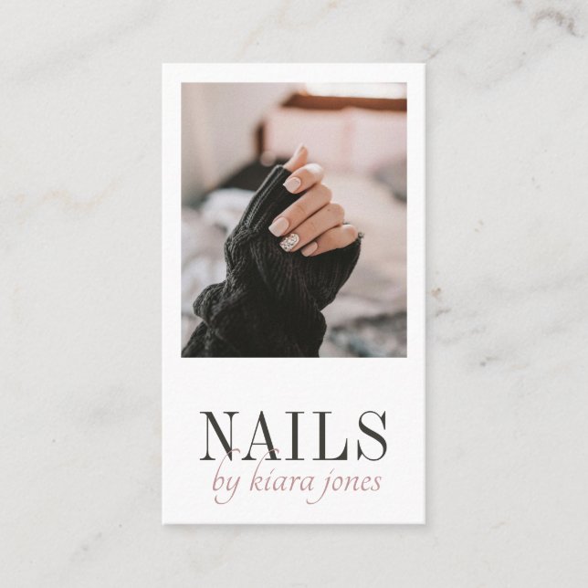 Tarjeta De Visita Foto de Nail Salon, Técnico De Uñas Moderno (Anverso)