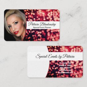Tarjeta De Visita Foto de Negocios con Bokeh Rojo Atractivo 