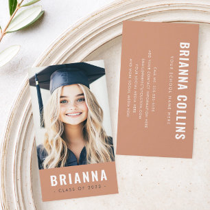 Tarjeta De Visita Foto de networking de graduación de terracota para
