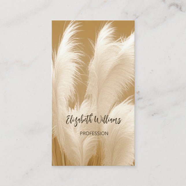 Tarjeta De Visita Foto de Pampas Grass Beige Sepia | Código QR (Anverso)