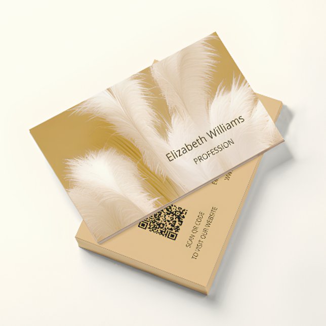 Tarjeta De Visita Foto de Pampas Grass Beige Sepia | Código QR (Subido por el creador)