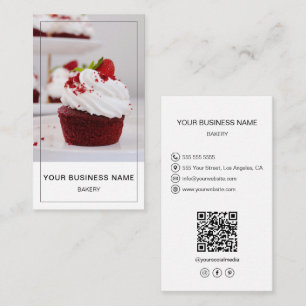 Tarjeta De Visita Foto de panadería moderna QR Iconos de medios soci
