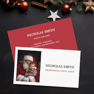 Tarjeta De Visita Foto de Papá Noel profesional simple