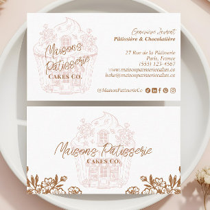 Tarjeta De Visita Foto de pastel de tarta de cupcake dibujada a mano