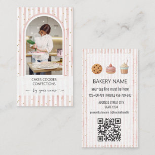 Tarjeta De Visita Foto de pastelero con arco moderno en rosaPasteler