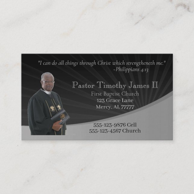 Tarjeta De Visita Foto de Pastor o Deacon (Anverso)