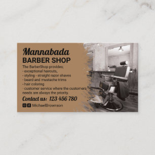 Tarjeta De Visita Foto de peluquería decoración de silla retro marró