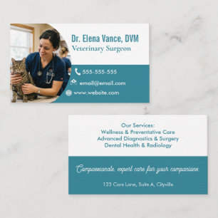 Tarjeta De Visita Foto de perfil de clínica de cirujano veterinario