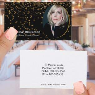 Tarjeta De Visita Foto de Personalizado de Black Gold Professional P