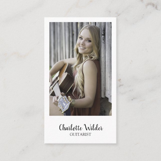 Tarjeta De Visita Foto de Personalizado de docente de músico guitari (Anverso)