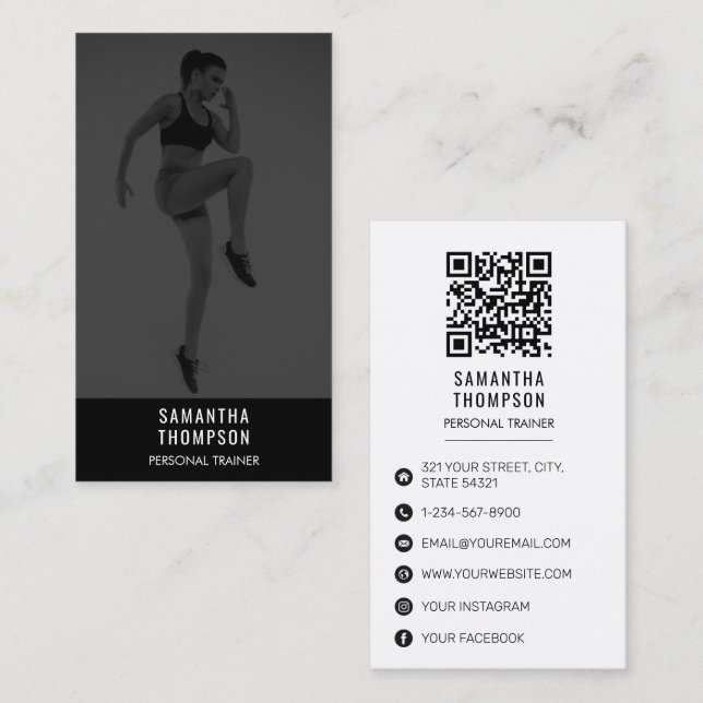 Tarjeta De Visita Foto de Personalizado de fitness de entrenador per (Anverso / Reverso)