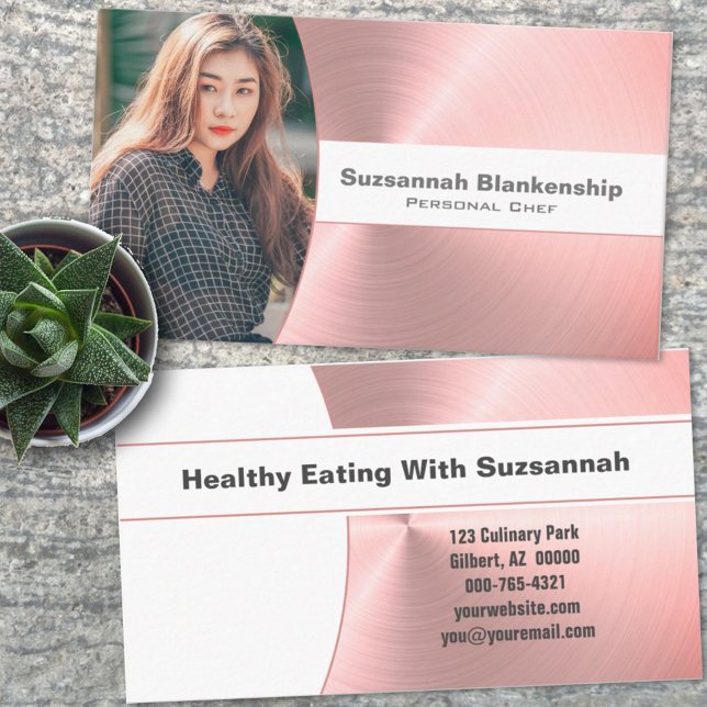 Tarjeta De Visita Foto de Personalizado Metalizado rosado cepillado  (Subido por el creador)