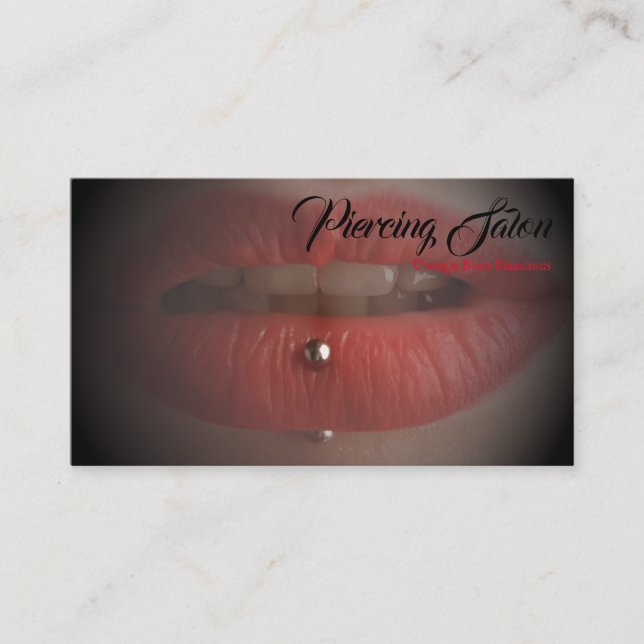 Tarjeta De Visita Foto de Piercing de los labios negros rojos (Anverso)