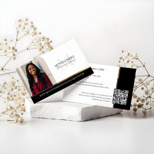 Tarjeta De Visita Foto de profesional financiero con monograma minim