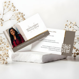 Tarjeta De Visita Foto de profesional financiero con monograma minim