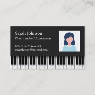 Tarjeta De Visita Foto de profesor de piano profesional moderno