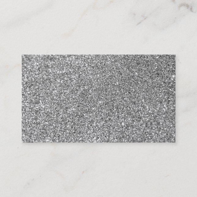 Tarjeta De Visita Foto de Purpurina de Plata Faux (Anverso)