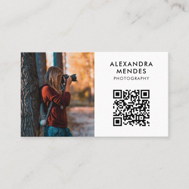 Tarjeta De Visita Foto de QR Code, fotógrafa fotográfica (Anverso)