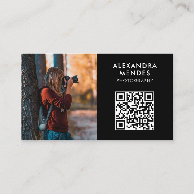 Tarjeta De Visita Foto de QR Code, fotógrafa fotográfica (Anverso)