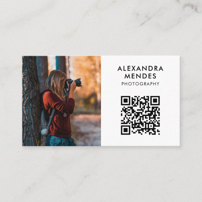 Tarjeta De Visita Foto de QR Code, fotógrafa fotográfica (Anverso)