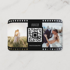 Tarjeta De Visita Foto de QR Code Photographer Rolling Black White