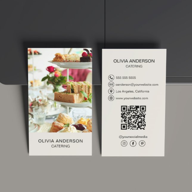 Tarjeta De Visita Foto de QR Code Social Media Catering (Create your own custom photo, QR code, social media Business Card by MINTIC DESIGN STUDIO)