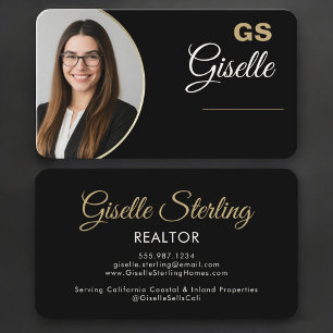 Tarjeta De Visita Foto de Realtor Black Gold