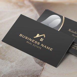 Tarjeta De Visita Foto de Realtor con el logotipo de la casa de oro