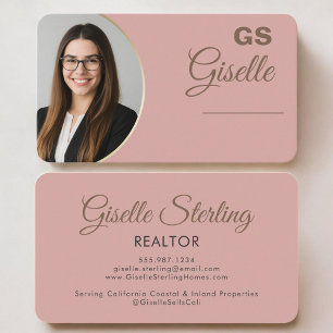 Tarjeta De Visita Foto de Realtor en Oro Rosa