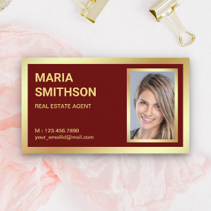 Tarjeta De Visita Foto de Realtor Inmobiliario de Relieve metalizado