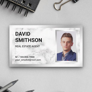 Tarjeta De Visita Foto de Realtor Inmobiliario de Relieve metalizado