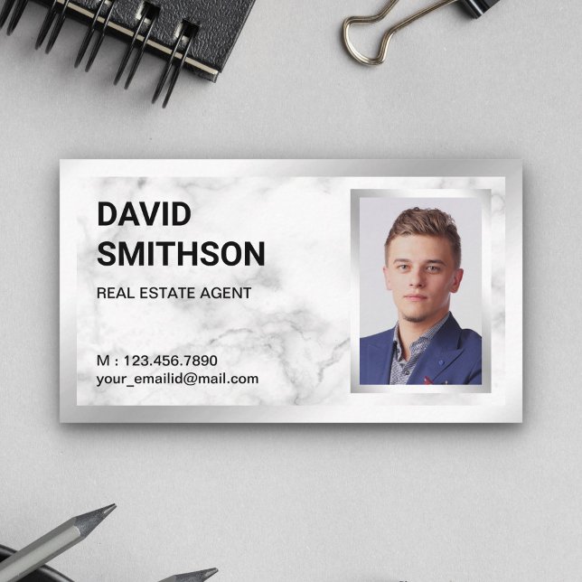 Tarjeta De Visita Foto de Realtor Inmobiliario de Relieve metalizado (Subido por el creador)