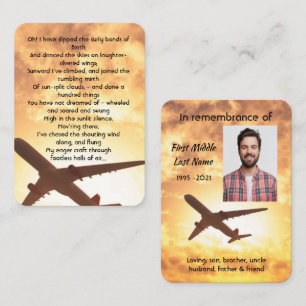 Tarjeta De Visita Foto de recuerdo oración piloto avión volando Neg
